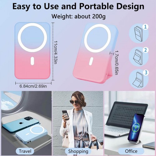 Power Bank JJT-A27-1 Gradient PD20W+QC 22.5W с БЗУ 10000 mAh Blue / Pink