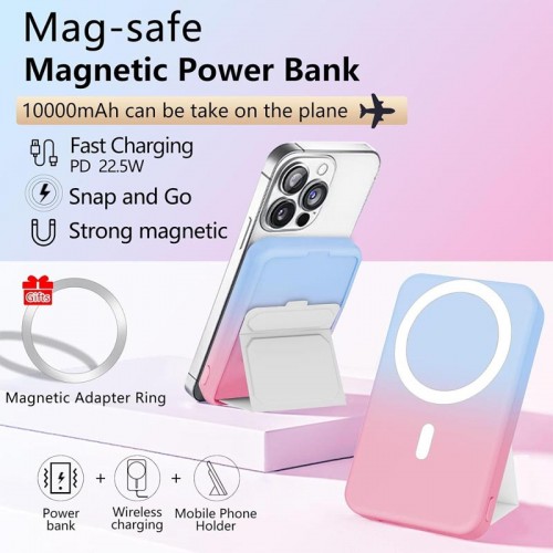 Power Bank JJT-A27-1 Gradient PD20W+QC 22.5W с БЗУ 10000 mAh Blue / Pink