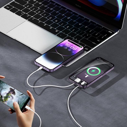 Power Bank JJT-A77 PD20W+QC 22.5W с БЗУ 10000 mAh Purple