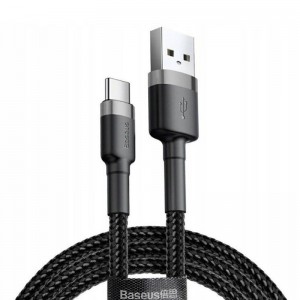 Дата кабель Baseus Cafule Type-C Cable 3A (1m) (CATKLF-B) Black / Grey
