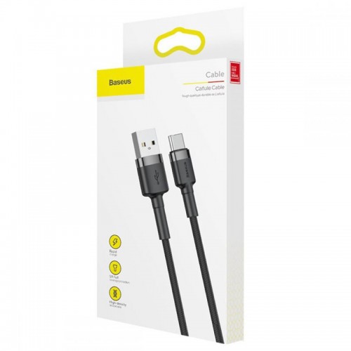Дата кабель Baseus Cafule Type-C Cable 3A (1m) (CATKLF-B) Black / Grey