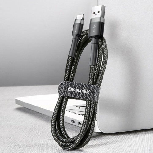 Дата кабель Baseus Cafule Type-C Cable 3A (1m) (CATKLF-B) Black / Grey