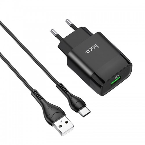 МЗП Hoco C72Q Glorious QC3.0 18W (1USB/3A) + Type-C Black