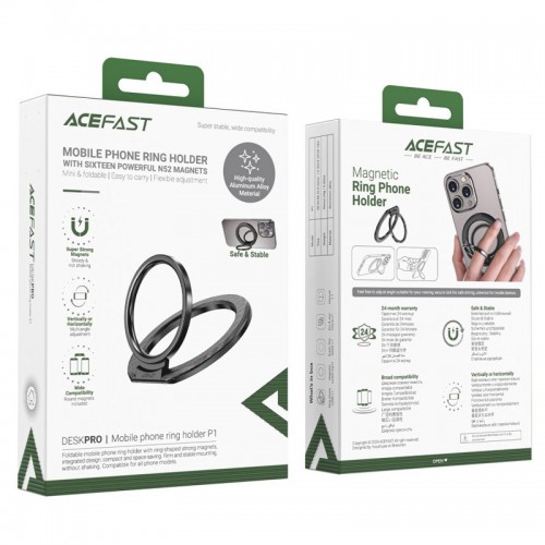 Держатель кольцо Acefast P1 Magnetic Ring Phone Holder Black