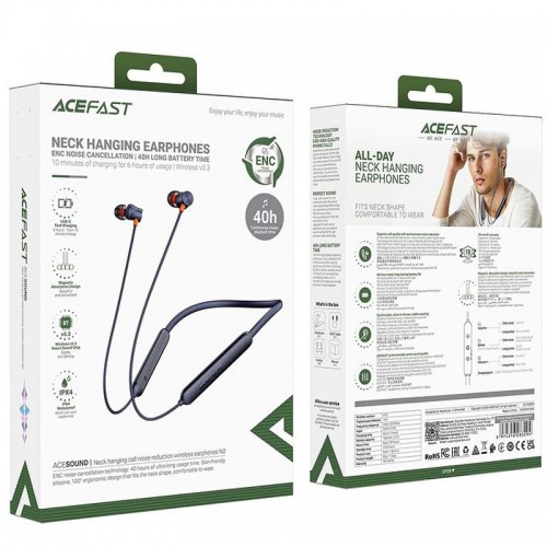 Bluetooth наушники Acefast N2 neck-hanging Navy Blue