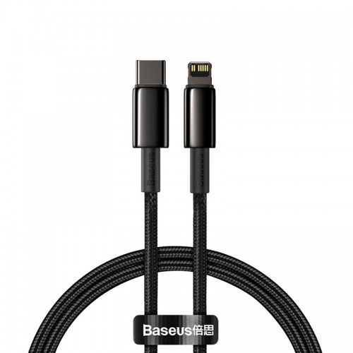 Дата кабель Baseus Tungsten Gold Type-C to Lightning PD 20W (1m) (CATLWJ) Black