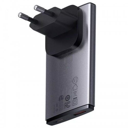 СЗУ Baseus GaN5 Pro Ultra-Slim 65W Type-C+USB + Type-C to Type-C 100W (1m) (CCGP15011) Grey