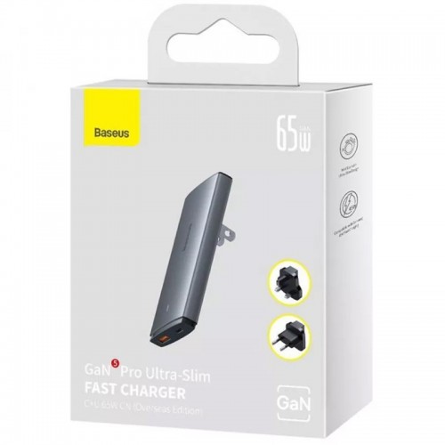 СЗУ Baseus GaN5 Pro Ultra-Slim 65W Type-C+USB + Type-C to Type-C 100W (1m) (CCGP15011) Grey
