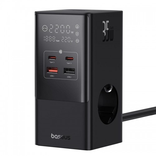 СЗУ Baseus PowerCombo Tower Digital PowerStrip 3AC+2U+2C 35W (1.5m) (E00023606113-00) Black