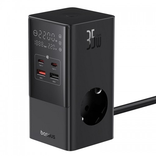 СЗУ Baseus PowerCombo Tower Digital PowerStrip 3AC+2U+2C 35W (1.5m) (E00023606113-00) Black