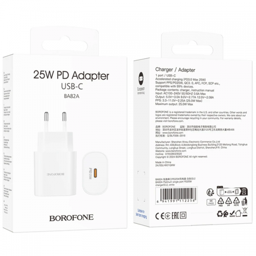 МЗП Borofone BA82A Platinum PD25W (1USB-C) White