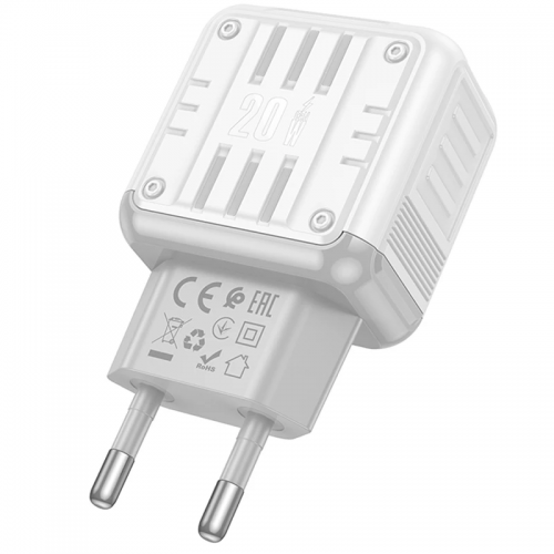 Сетевое зарядное устройство Hoco C135A Rock PD20W+QC3.0 (1USB-A/1USB-C) White