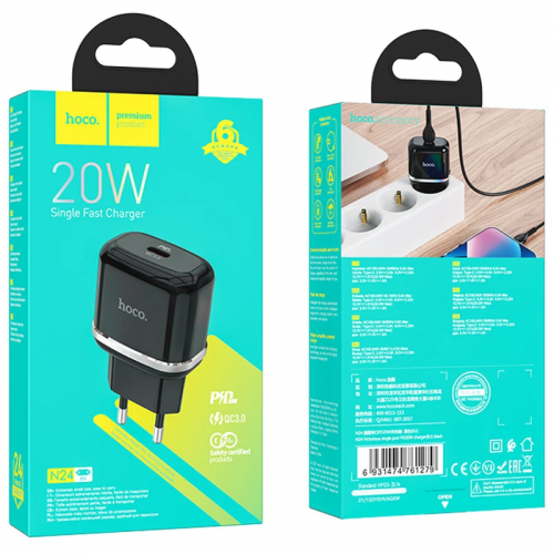 Сетевое зарядное устройство Hoco N24 Victorius PD20W (1USB-C) Black