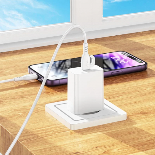 Мережевий зарядний пристрій Borofone BA21A Pro Long journey PD20W (1USB-C) White