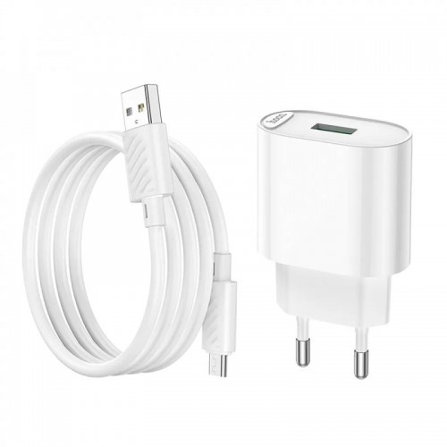 Сетевое зарядное устройство HOCO C109A Fighter QC3.0 + MicroUSB White