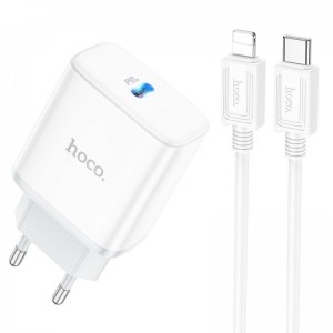 Сетевое зарядное устройство Hoco C104A PD 20W Type-C to Lightning