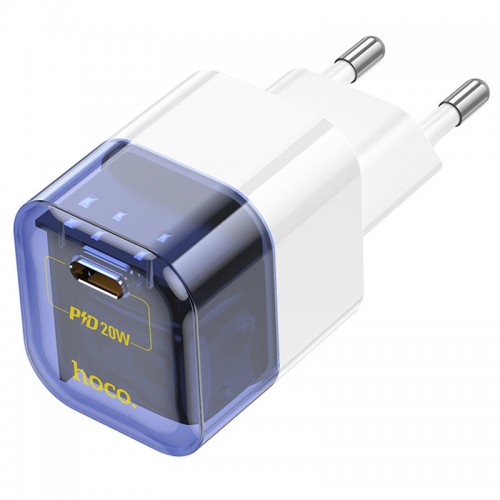 Сетевое зарядное устройство Hoco C125A Transparent 1C PD20W Blue