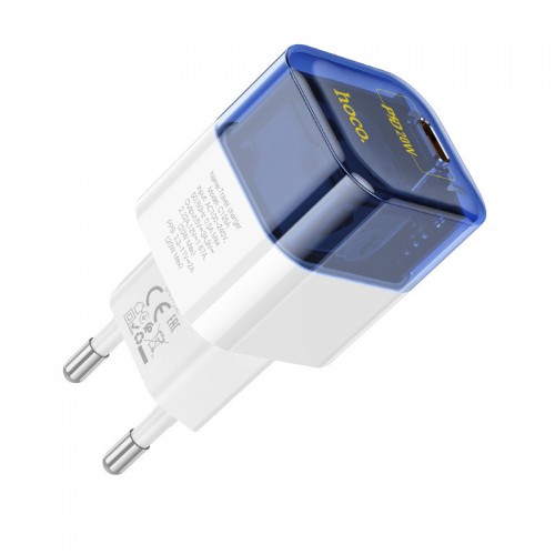 Сетевое зарядное устройство Hoco C125A Transparent 1C PD20W Blue