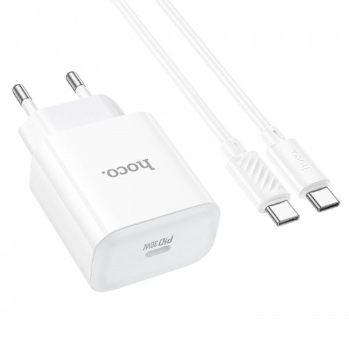 Сетевое зарядное устройство Hoco C76A Pro Majestic PD30W (1C) + Type-C to Type-C White