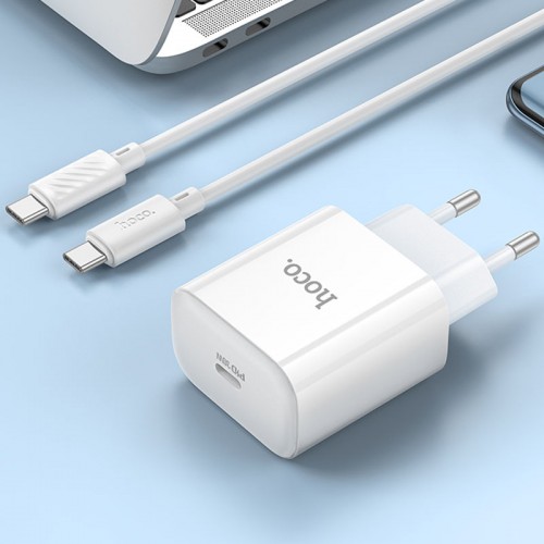 Сетевое зарядное устройство Hoco C76A Pro Majestic PD30W (1C) + Type-C to Type-C White