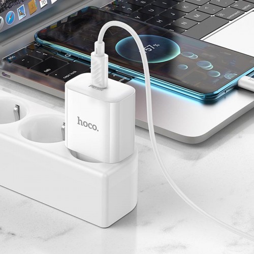 Сетевое зарядное устройство Hoco C76A Pro Majestic PD30W (1C) + Type-C to Type-C White