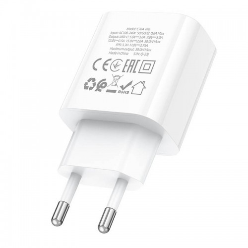 Сетевое зарядное устройство Hoco C76A Pro Majestic PD30W (1C) WHite