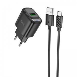 Сетевое зарядное устройство Hoco C140A Smart QC3.0 (1USB/3A) + Type-C Black