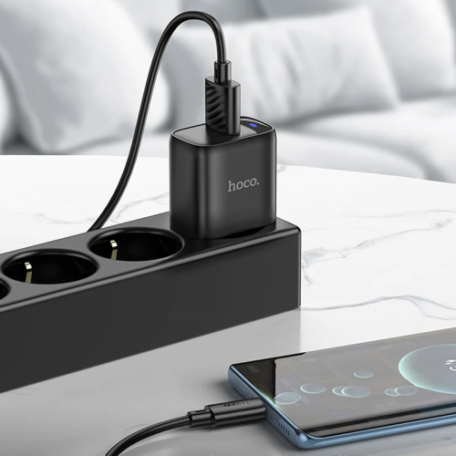 Сетевое зарядное устройство Hoco C140A Smart QC3.0 (1USB/3A) + Type-C Black