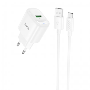 Сетевое зарядное устройство Hoco C140A Smart QC3.0 (1USB/3A) + Type-C White