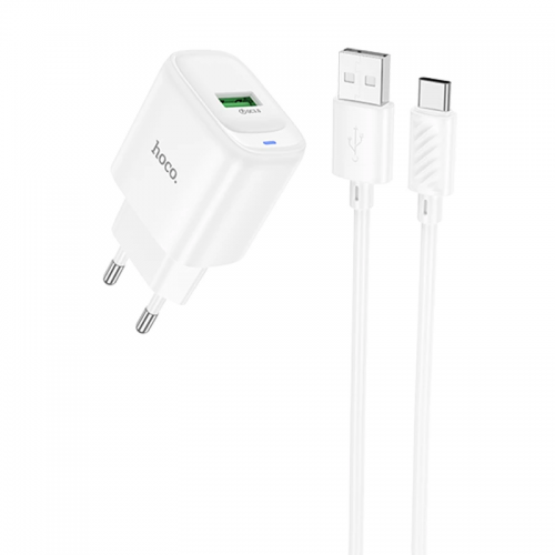 Сетевое зарядное устройство Hoco C140A Smart QC3.0 (1USB/3A) + Type-C White