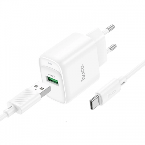 Сетевое зарядное устройство Hoco C140A Smart QC3.0 (1USB/3A) + Type-C White