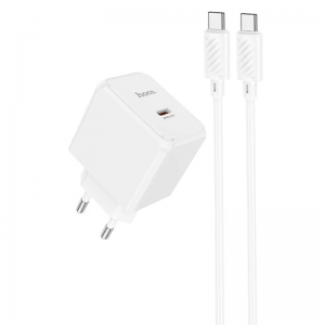 Сетевое зарядное устройство HOCO CS13A Ocean PD20W (1USB-C) + Type-C to Type-C White