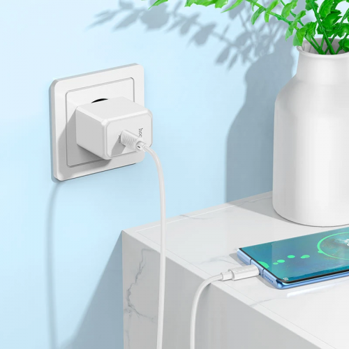 Сетевое зарядное устройство HOCO CS13A Ocean PD20W (1USB-C) + Type-C to Type-C White
