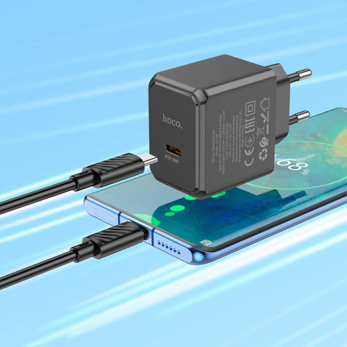 Сетевое зарядное устройство HOCO CS13A Ocean PD20W (1USB-C) + Type-C to Type-C Black