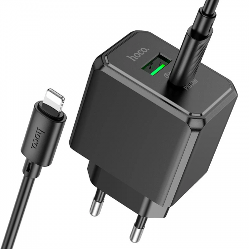 Сетевое зарядное устройство Hoco CS14A PD20W+QC3.0 (1USB-A/1C) + Type-C to Lightning Black