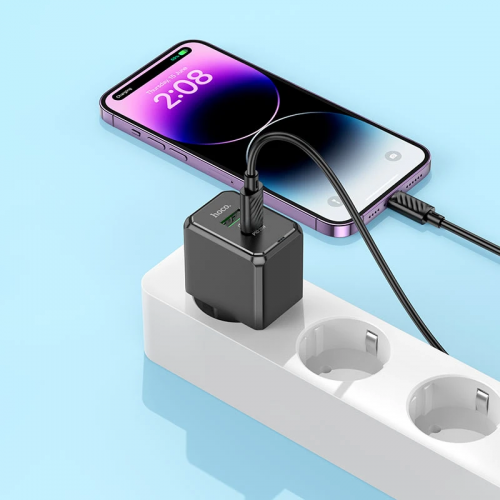 Сетевое зарядное устройство Hoco CS14A PD20W+QC3.0 (1USB-A/1C) + Type-C to Lightning Black