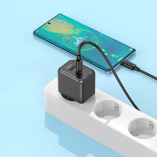 Сетевое зарядное устройство Hoco CS14A PD20W+QC3.0 (1USB-A/1C) + Type-C to Type-C Black