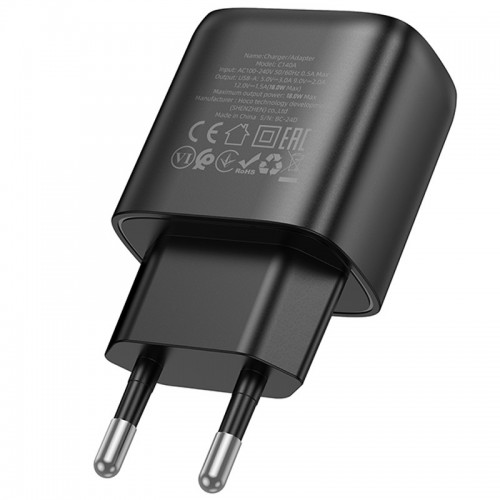 Сетевое зарядное устройство Hoco C140A Smart QC3.0 (1USB/3A) Black