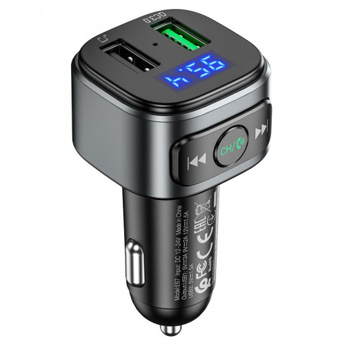 АЗУ FM модулятор HOCO E67 QC3.0 Black