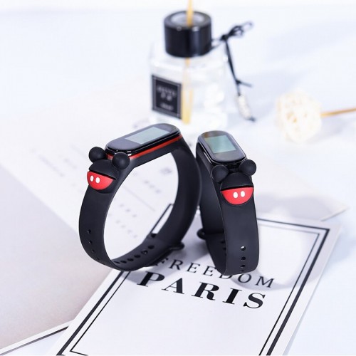 Силіконовий ремінець Cartoon Face для Xiaomi Mi Band 3/4 Маус Black