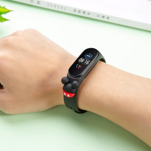 Силіконовий ремінець Cartoon Face для Xiaomi Mi Band 3/4 Маус Black