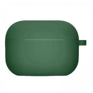 Силиконовый футляр с микрофиброй для наушников Airpods Pro 2 / Pro Pine green