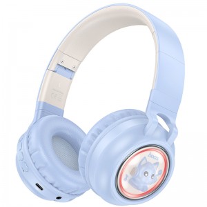 Накладні бездротові навушники Hoco W50 Cute fun (Blue)