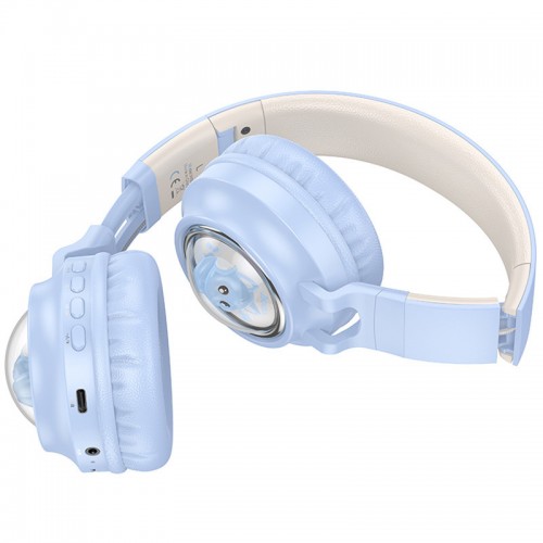Накладні бездротові навушники Hoco W50 Cute fun (Blue)