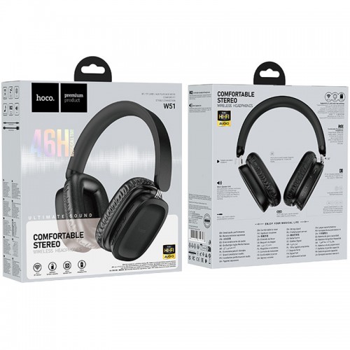 Накладні бездротові навушники Hoco W51 Delightful (Black)