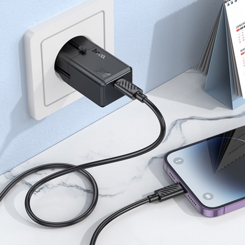 Мережевий зарядний пристрій Hoco AC25 Mini PD30W (1USB-C) universal travel charger (Black)