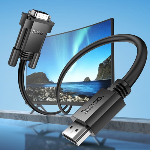 Дата кабель Hoco US12 HDTV male to VGA male HD (2m) (Black)