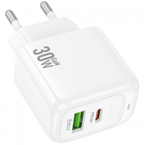 Сетевое зарядное устройство Hoco CS55A Surplus PD30W+QC3.0 (1USB-A/1C) (White)
