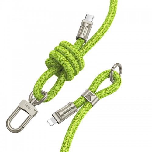 Дата кабель-шнурок Hoco GH7 Elegant Type-C to Lightning (1.8m) (Fluorescent Green)