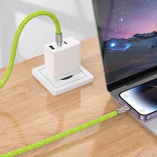 Дата кабель-шнурок Hoco GH7 Elegant Type-C to Lightning (1.8m) (Fluorescent Green)